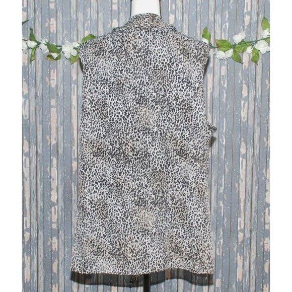 Cato Sleeveless Blouse Top Size 26W 28W Leopard Print Front Tie Lined - Picture 7 of 11